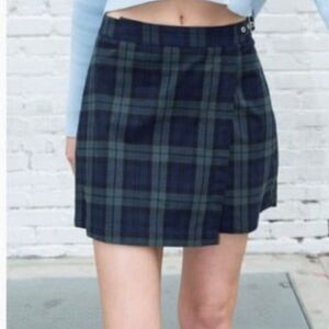 Brandy Melville Blue and Green Plaid Mini Skirt